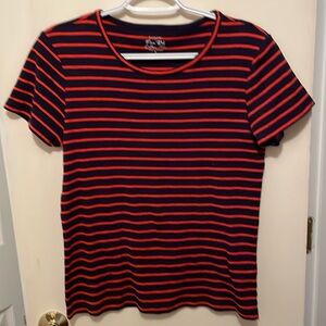 J Crew blue and orange striped cotton t shirt. Great Condition, sz.L.